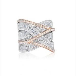 Sterling silver cz cocktail ring with rose gold